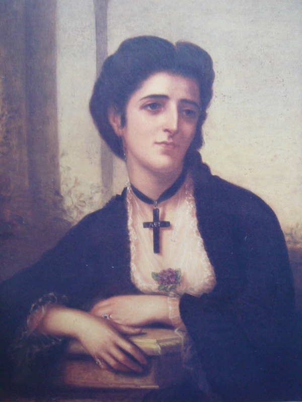 Η Υπατία (1843-1870), κόρη του Ιωάννη Σκυλίτση και σύζυγος του Θεοδώρου Σκυλίτση, αγνώστου, λάδι σε καμβά, Βιβλιοθήκη Κοραή