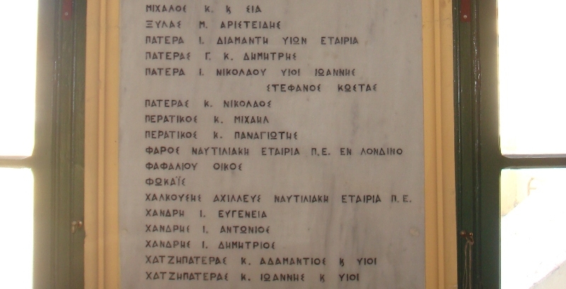 Ευεργέτες και Δωρητές των Σχολείων της Χίου (λεπτομέρεια επιγραφής)