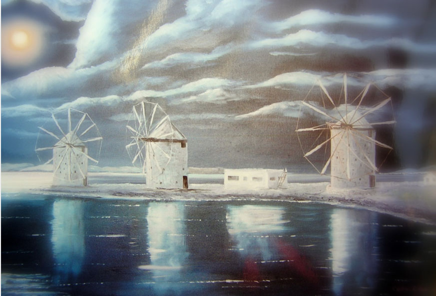 Ζωγραφιά από μνήμης του Κώστα Ψαρρά, εγκατεστημένου στην Αμερική από το 1945: «Έτσι τους θυμάμαι και τους ζωγράφισα», αρχείο Σ. Τσιροπινά