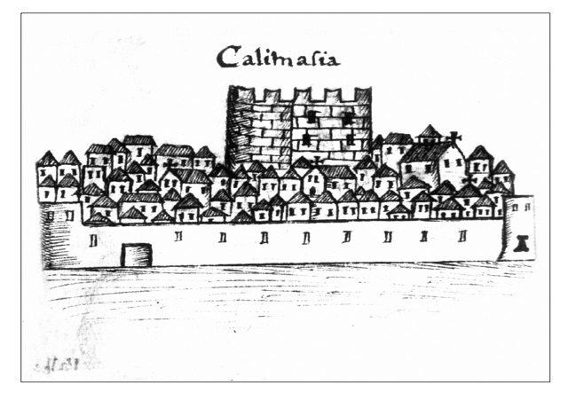 Εικ. 10. Η οχυρωμένη Καλλιμασιά με τον αμυντικό πύργο στο κέντρο του οικισμού